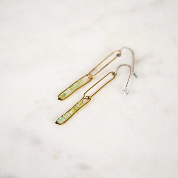 Chrysoprase Paper Clip Earrings