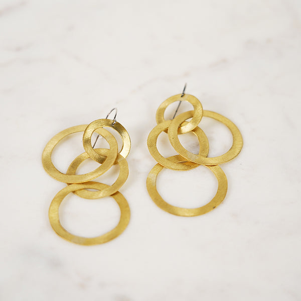 Earrings Hammered Brass Circle Earrings