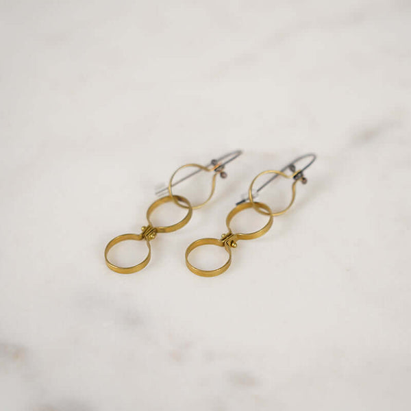 Brass Hinge Chain Earrings
