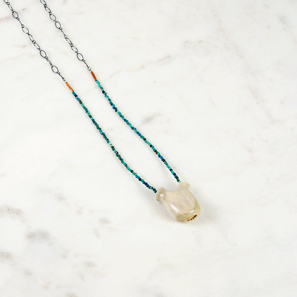 Carved Antler & Turquoise Beaded Necklace