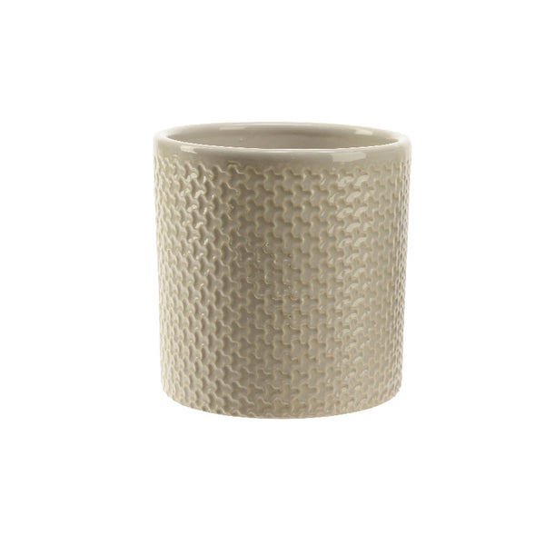 Stoneware Textured Planter - Taupe