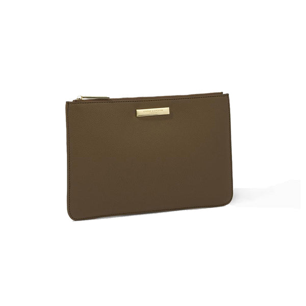 Soft Pebble Vegan Leather Brown Pouch