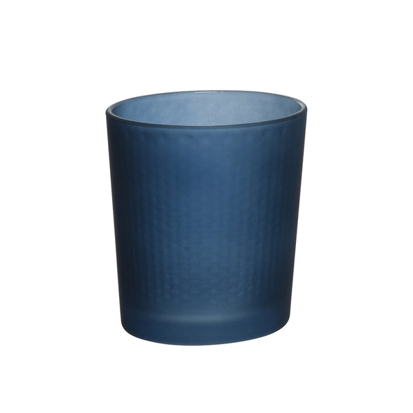 Dark Blue Frosted Glass Tea Light Holder - Dark Blue
