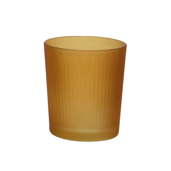 Frosted Glass Tea Light Holder - Dark Yellow