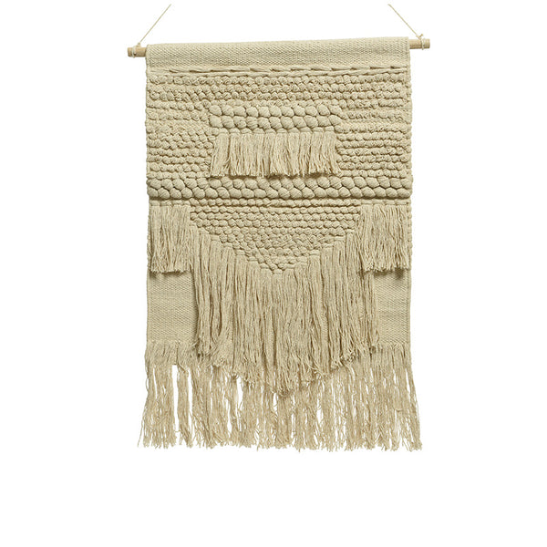 Handwoven Beige Cotton Wall Decor