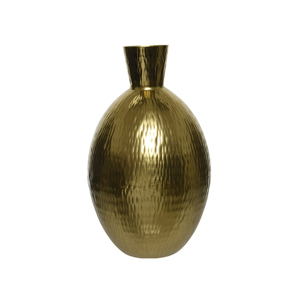 Gold-hammered Metal Vase - 15.5"