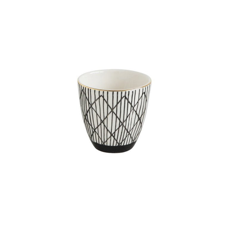 Patterned Stoneware Cup - Diagonal Lines pattern