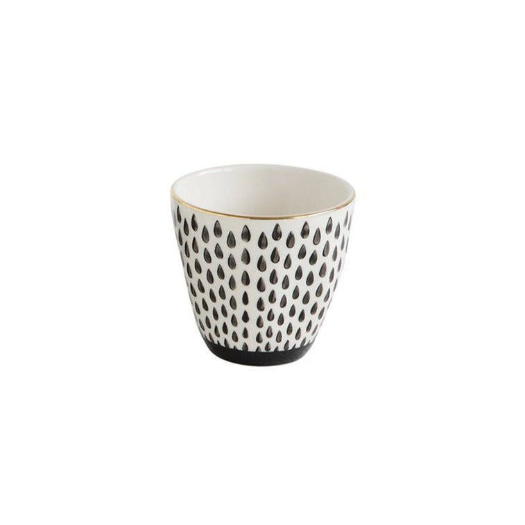 Patterned Stoneware Cup -Squares and Dots pattern