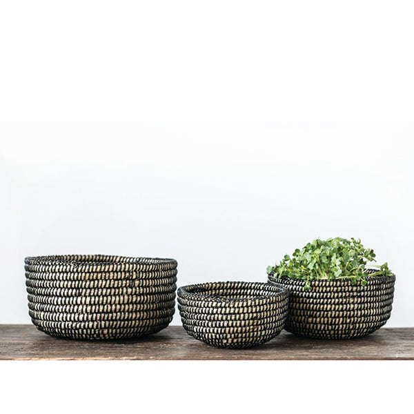 Grass Jute Basket with Black Twine