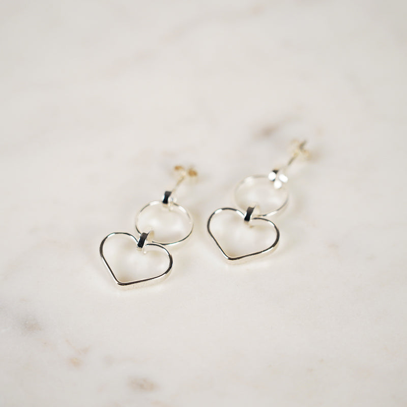 Silver Elide Heart Earrings - Small