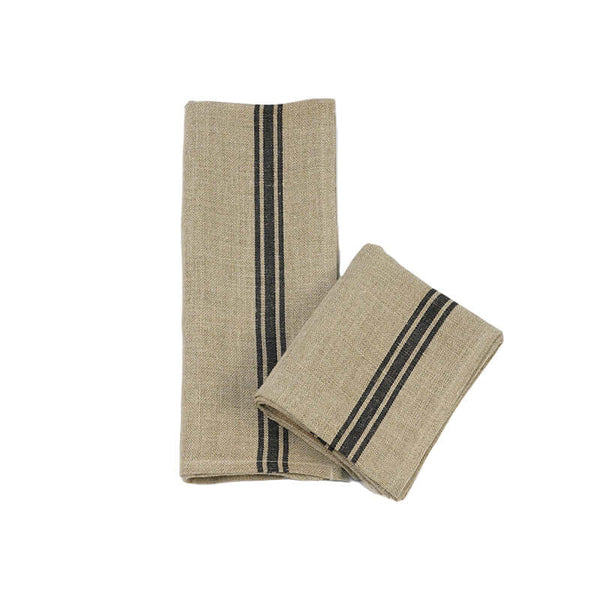 Belgian Linen Dish Towel - Natural with Black Stripe