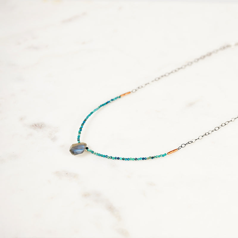 Labradorite & Turquoise Beaded Necklace