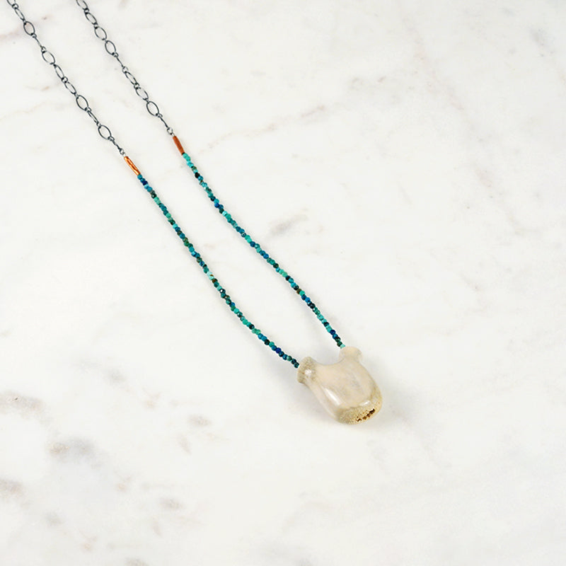 Carved Antler & Turquoise Beaded Necklace