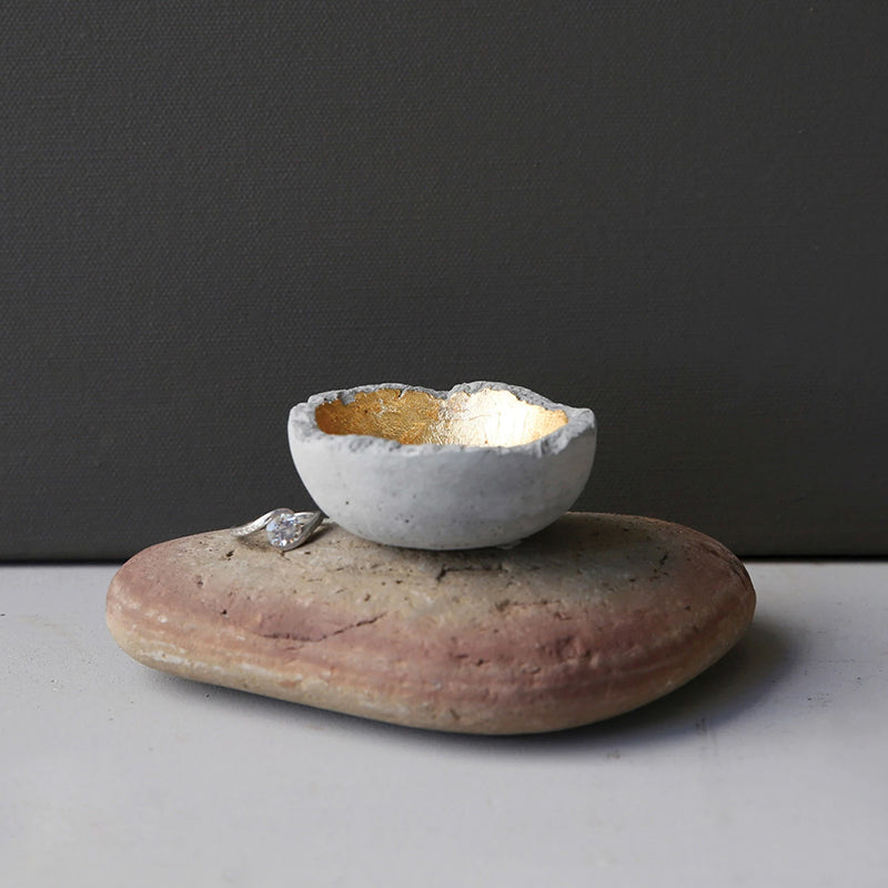  Petite Cement Bowl lined with Gold in environment
