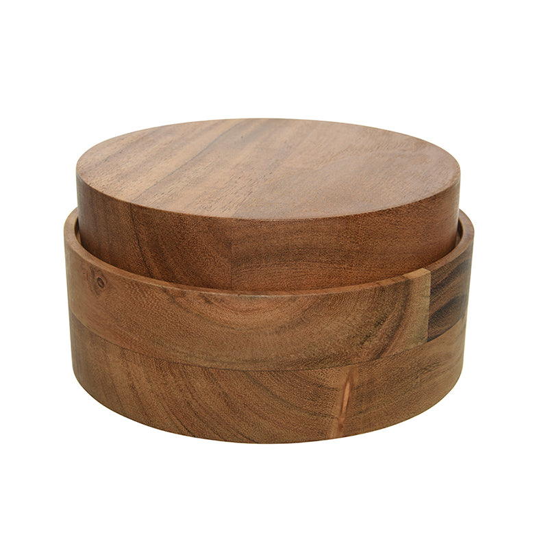 Round Acacia Wood Box with Lid