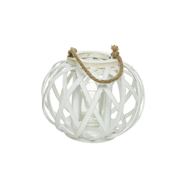  Poplar Wood Lantern - White