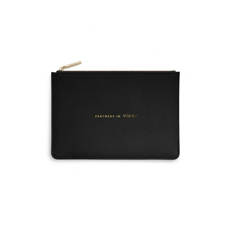 Partners in Wine vegan Leather Black Pouch