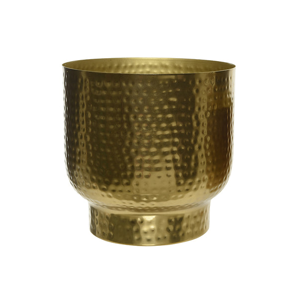 Hammered Metal Footed Planter - Gold