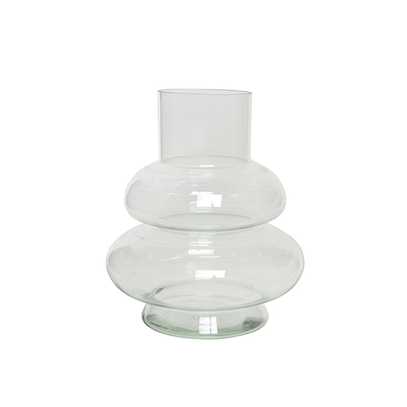 Double-Round Clear Glass Vase - 9.8"