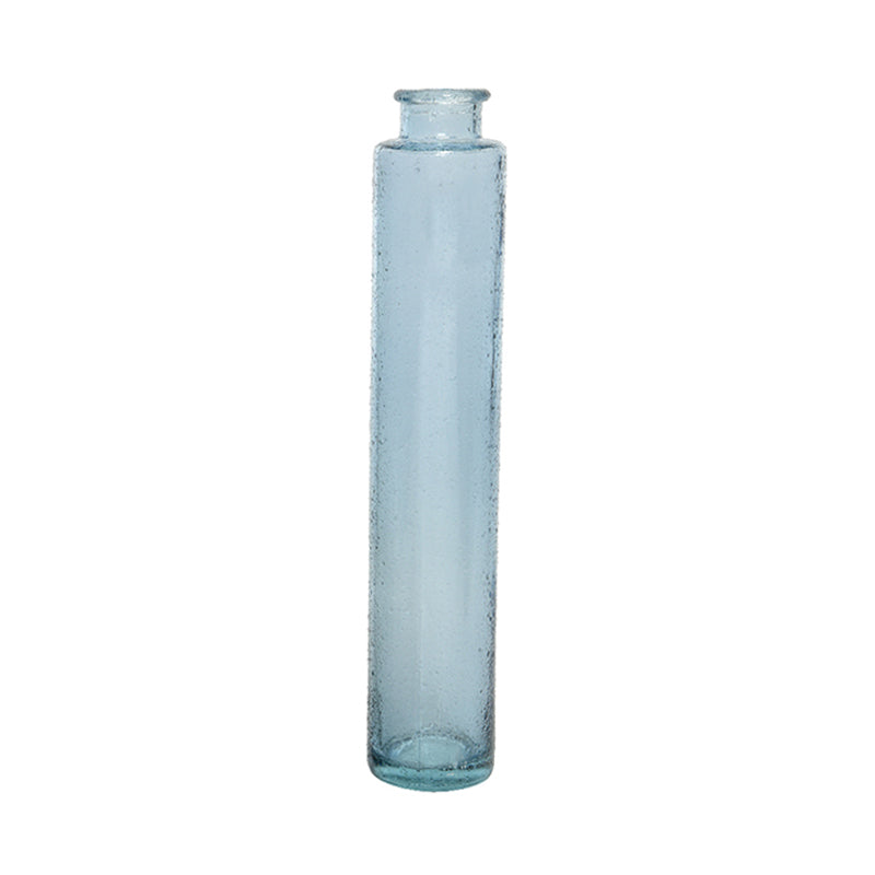 Tall Light Blue Glass Vase - 12.6"